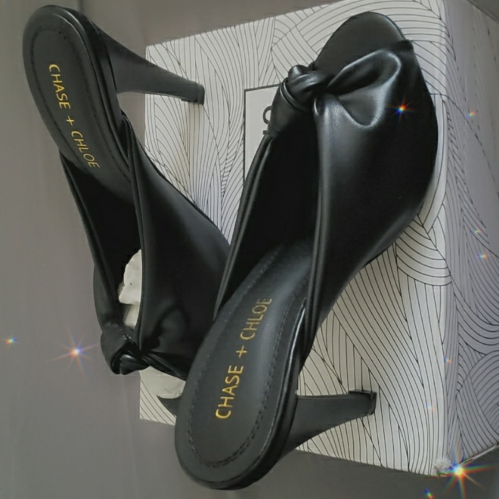 Black tie accent heels